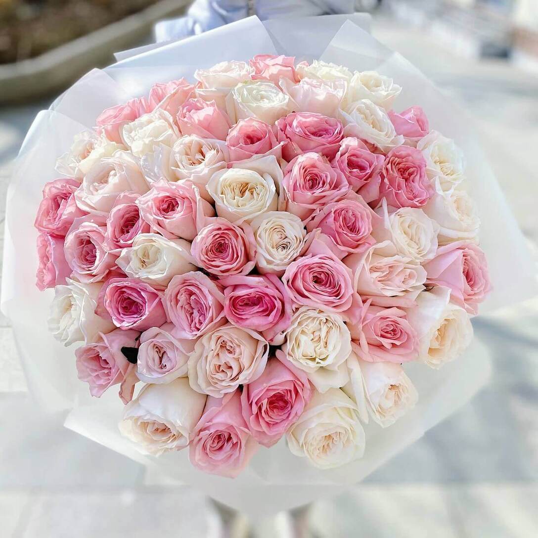 Микс из 51 садовых роз 