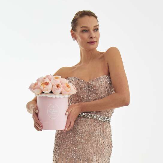 Шляпная коробка Petit "Розы Austin Juliet" PINK