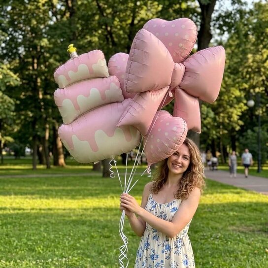 Набор воздушных шаров «Cake and Bow» (6 шаров) Фото 2