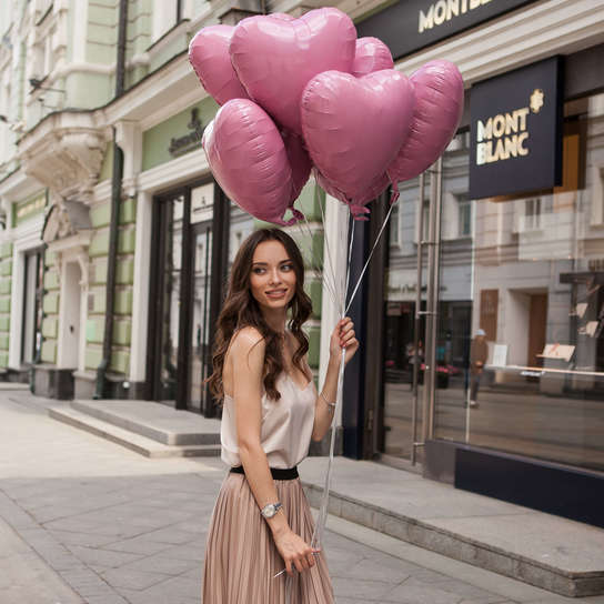 Набор шаров "Розовые сердца" 7 шт