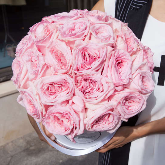 Шляпная коробка Grand "Розы Pink O'Hara" WHITE