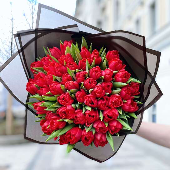 Букет из 49 красного тюльпана