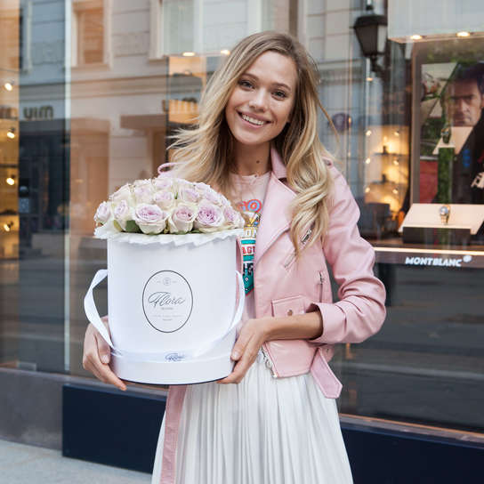 Шляпная коробка Grand с сиреневыми розами  WHITE Фото 4