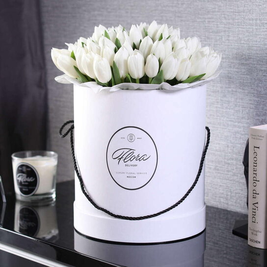 Шляпная коробка Grand "Тюльпаны White" WHITE