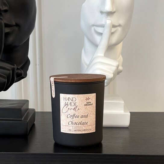 Интерьерная ароматическая свеча с деревянным фитилем "Coffee and Chocolate" 180 мл