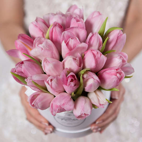 Шляпная коробка Demi "Тюльпаны Pink" WHITE Фото 2