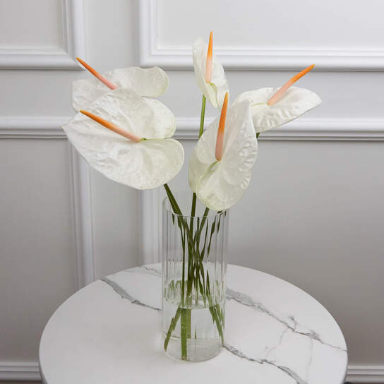 Букет из белого антуриума в вазе Фото 2