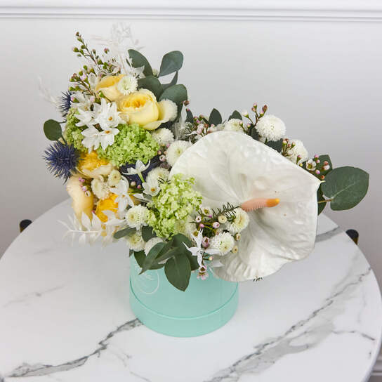 Букет "Freshness" в шляпной коробке Demi GREEN Фото 2