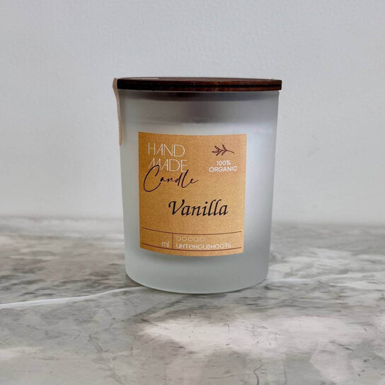 Интерьерная ароматическая свеча с деревянным фитилем "Vanilla" 180 мл Фото 2