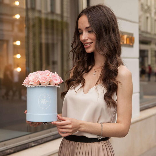Шляпная коробка Demi "Розы Кения Pink" BLUE Фото 3