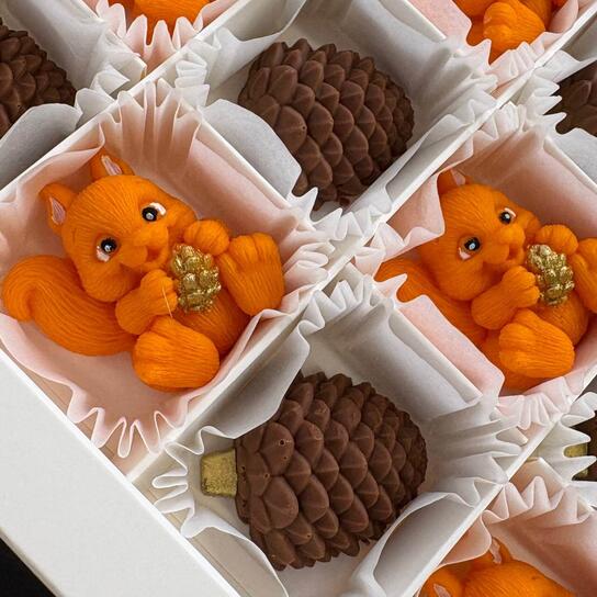 Конфеты ручной работы Белочки с шишками 16 шт (240гр)