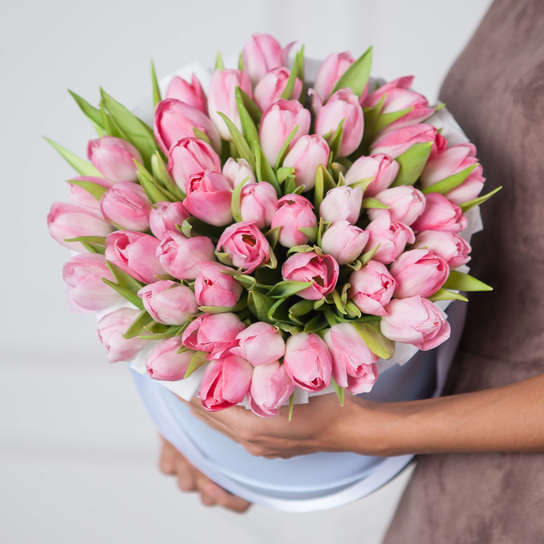 Шляпная коробка Grand "Тюльпаны Pink" BLUE