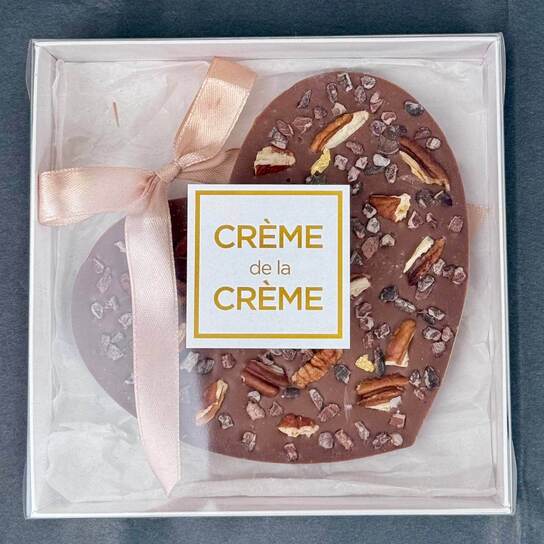 Шоколадное сердце "Crème de la Crème" с орехом пекан, вафельной крошкой в шоколаде и солью 90 гр