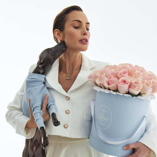 Шляпная коробка Grand "Розы розовые Senorita" BLUE