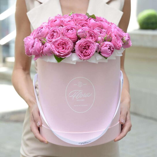 Шляпная коробка Grand "Розы Misty Bubbles" PINK