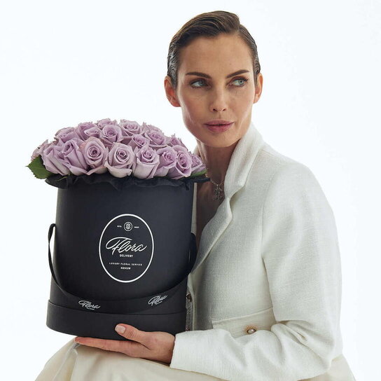 Шляпная коробка Grand "Розы Purple" BLVCK