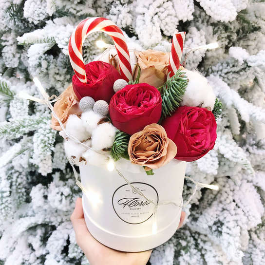 Шляпная коробка Demi "Christmas" WHITE