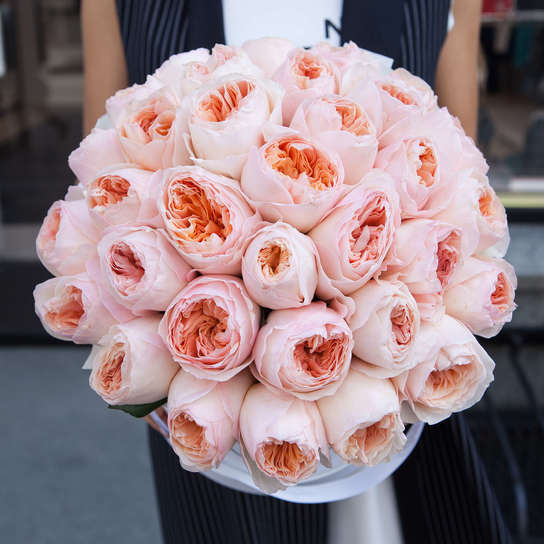 Шляпная коробка Grand "Розы Austin Juliet" WHITE