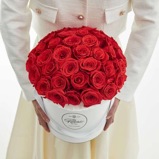 Шляпная коробка Grand "Розы Nina" WHITE