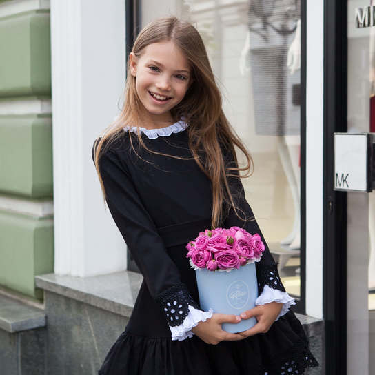 Шляпная коробка Demi "Розы Misty Bubbles" BLUE