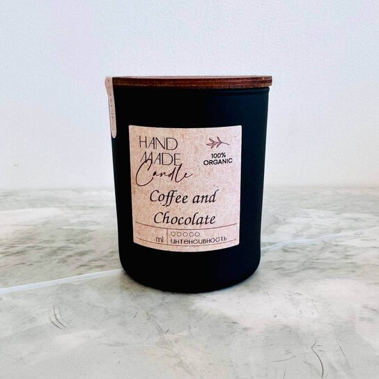 Интерьерная ароматическая свеча с деревянным фитилем "Coffee and Chocolate" 180 мл Фото 2