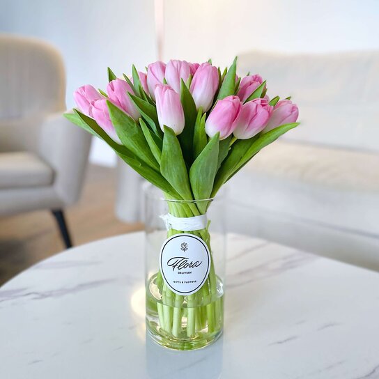 Букет из 25 тюльпанов "Pink" в вазе